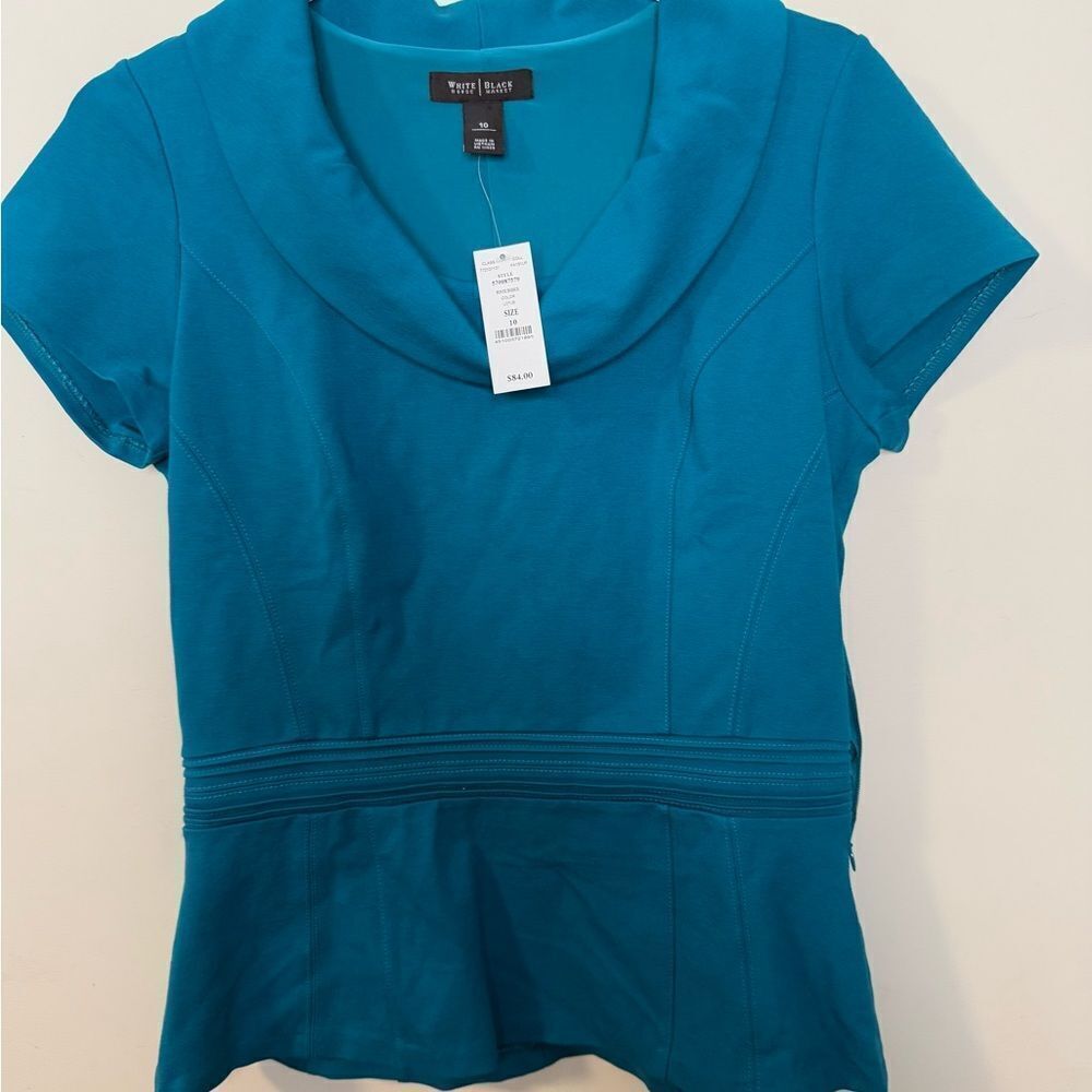 White House Black Market Lotus Teal Ponte Bodice Top NWT Size 10